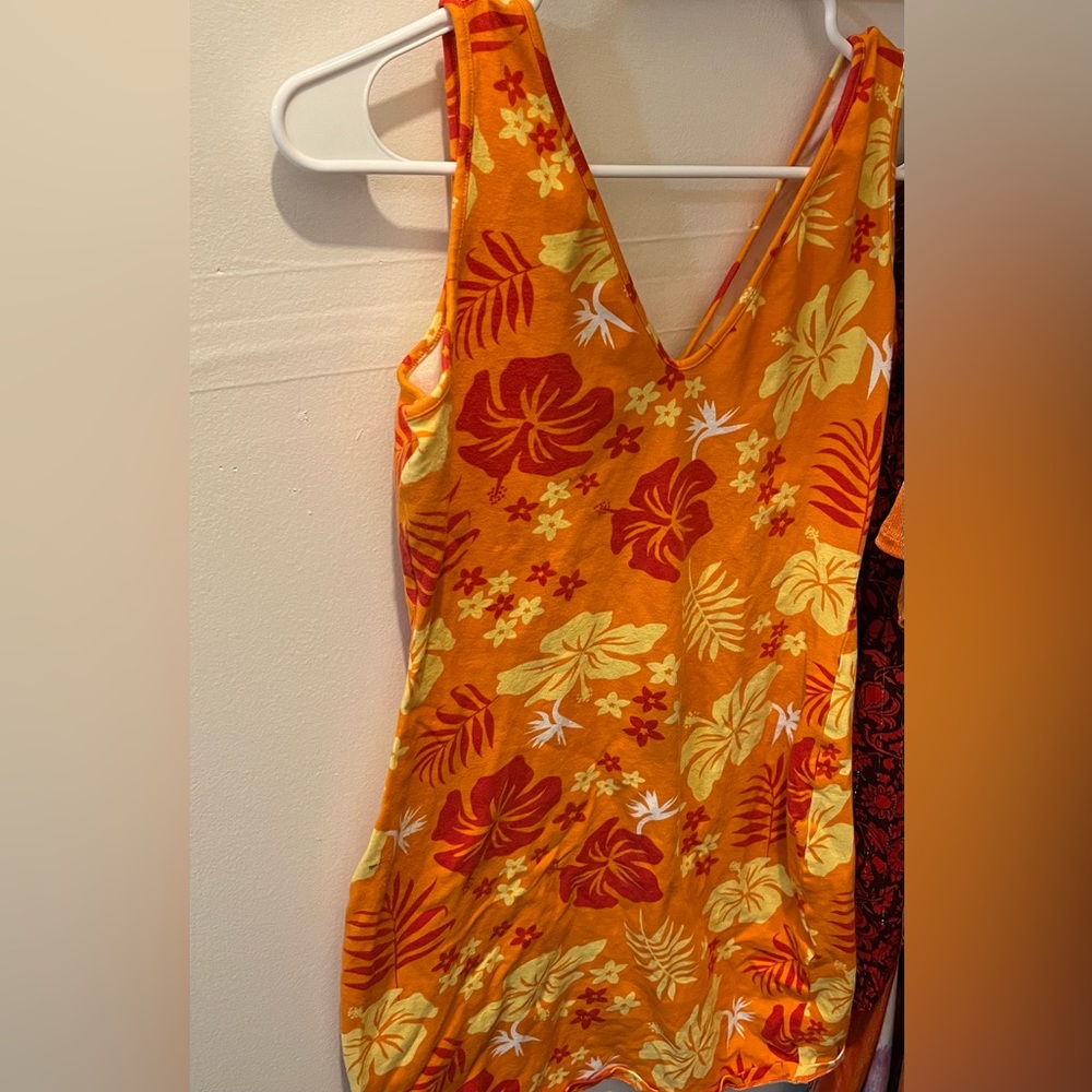 Large tropical floral dress